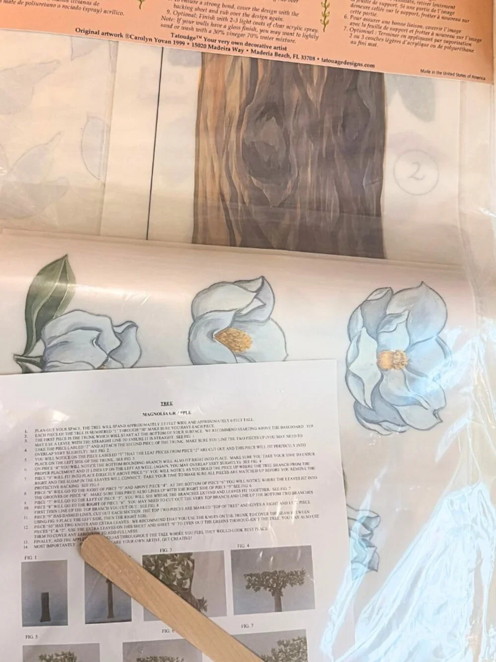 Vintage Tatouage Transfer Rub Designs Carolyn Yovan Apple Magnolia Tree 6 Feet